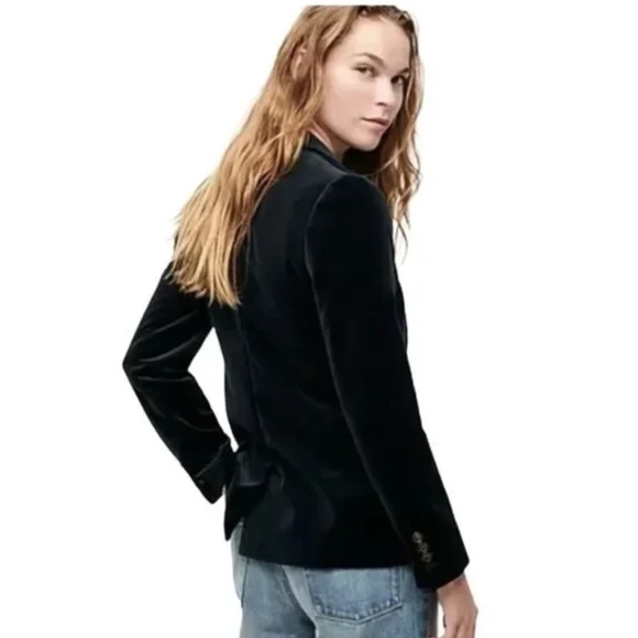 J.Crew Parke Velvet Blazer Black Button Front Lined Pockets Classic Preppy Sz 6 - Picture 2 of 9